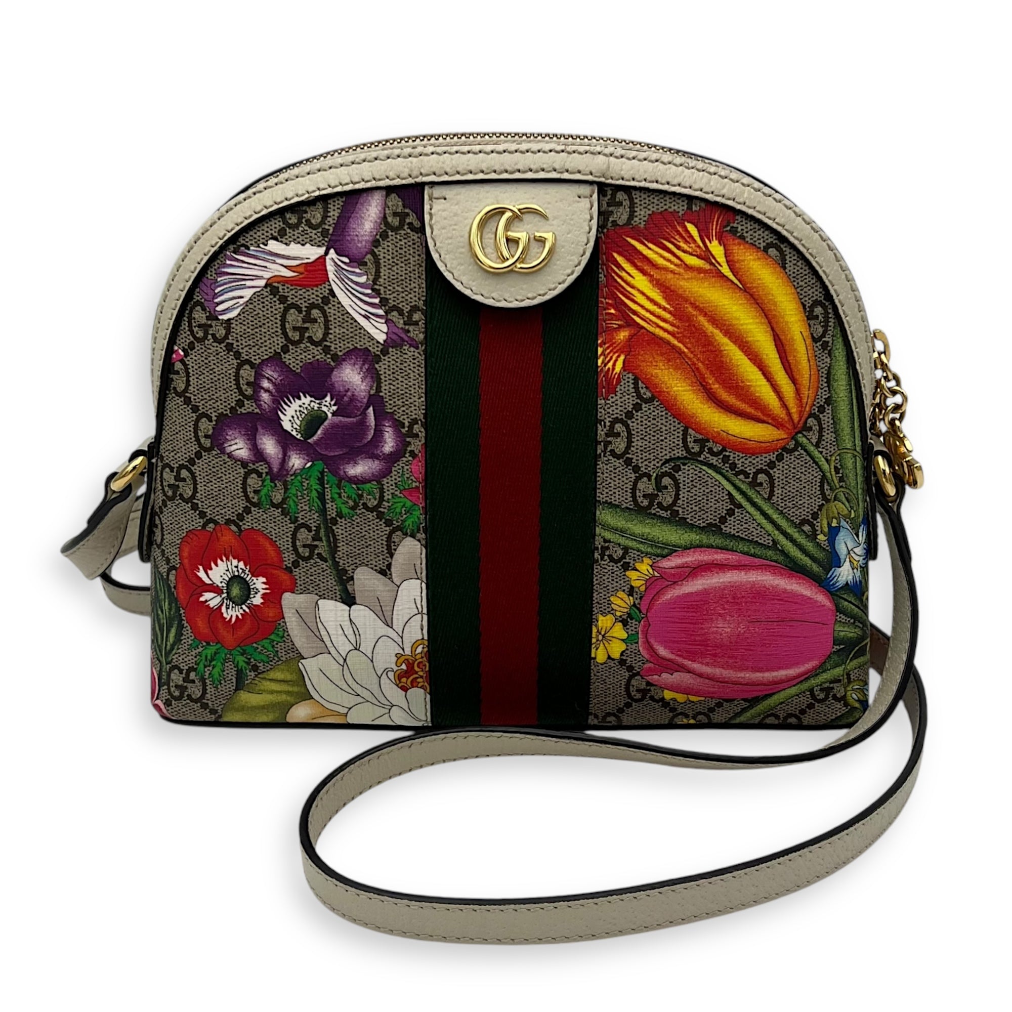 Gucci GG Crossbody Bag White in Coated Canvas, Gold hardware_8