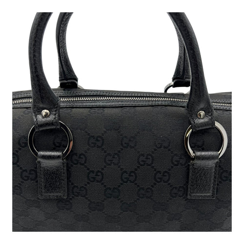 Gucci GG Top Handle Bag Black in Canvas, Silver hardware_7