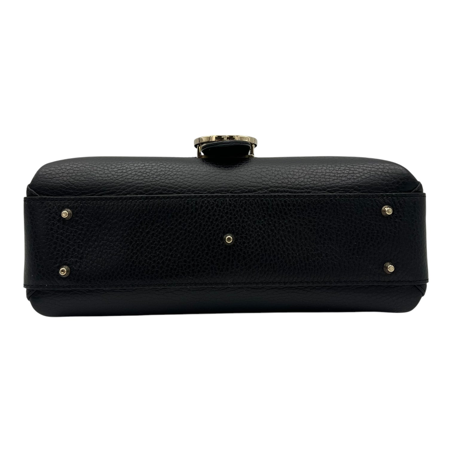 Gucci Interlocking G Top Handle Bag Black in Calfskin, Gold hardware_5