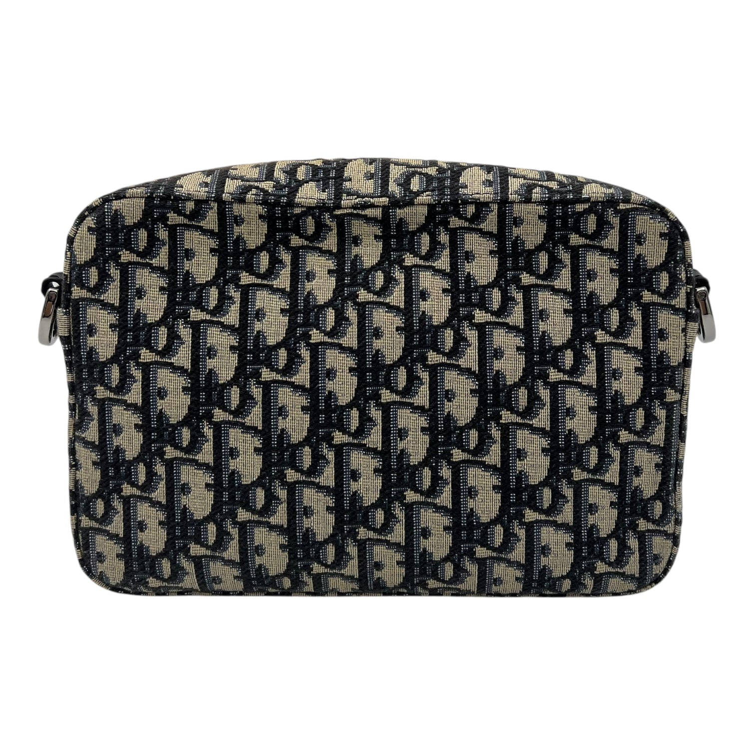Christian Dior Safari Crossbody Bag Blue in Jacquard, Silver hardware_2