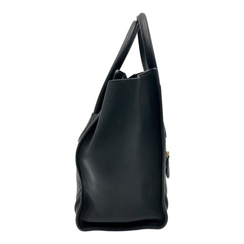 Celine Luggage Top Handle Bag Micro Black in Calfskin, Gold hardware_3