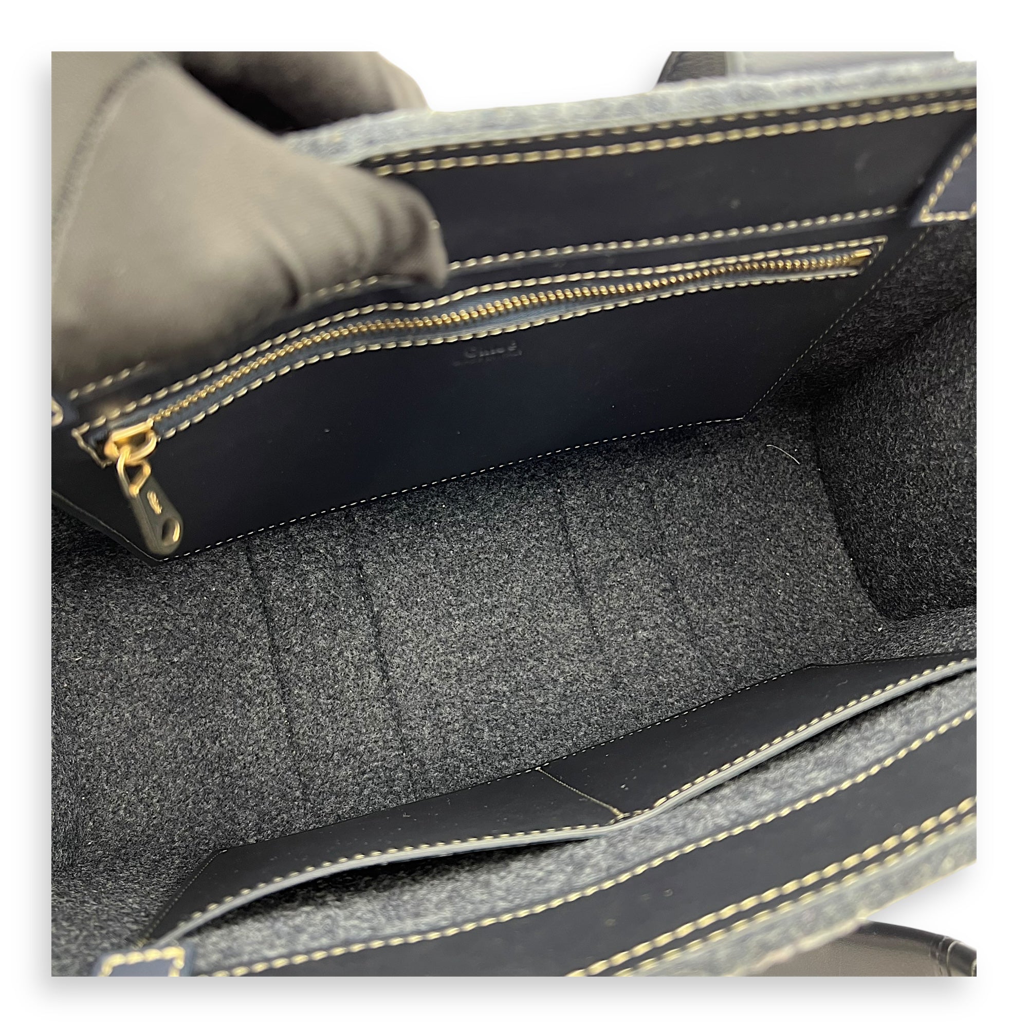 Chloé Woody Tote Bag Grey in Wool_6