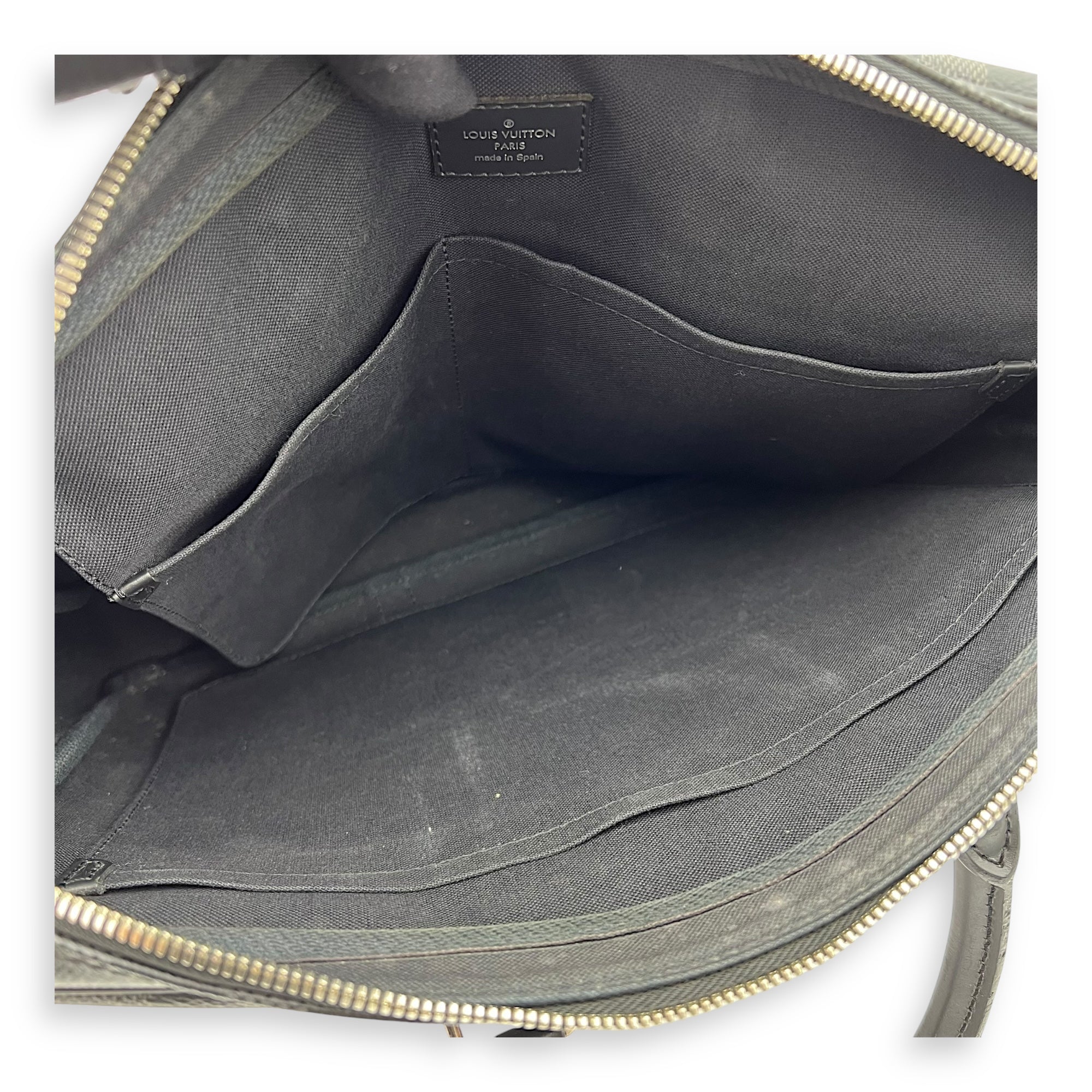 Louis Vuitton Porte Document Top Handle Bag Graphite in Coated Canvas, Silver hardware_6
