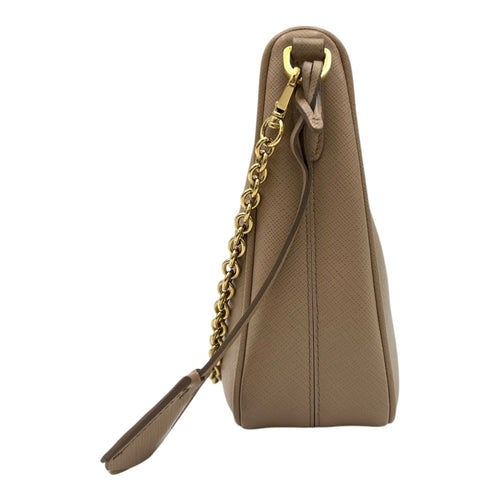 Prada Re-Edition Crossbody Bag Beige in Saffiano Leather, Gold hardware_4