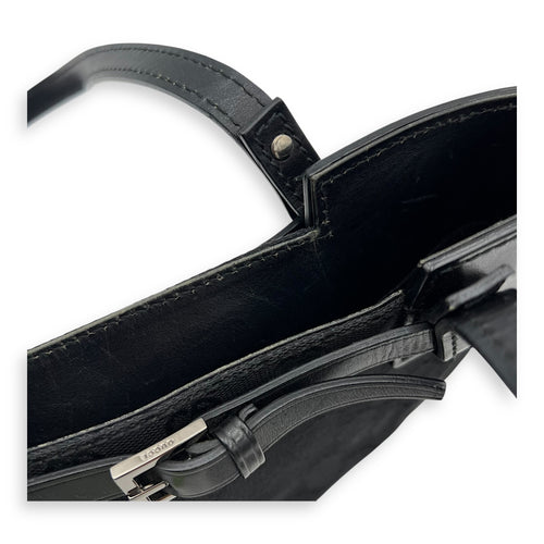 Gucci GG Top Handle Bag Black in Canvas, Silver hardware_11