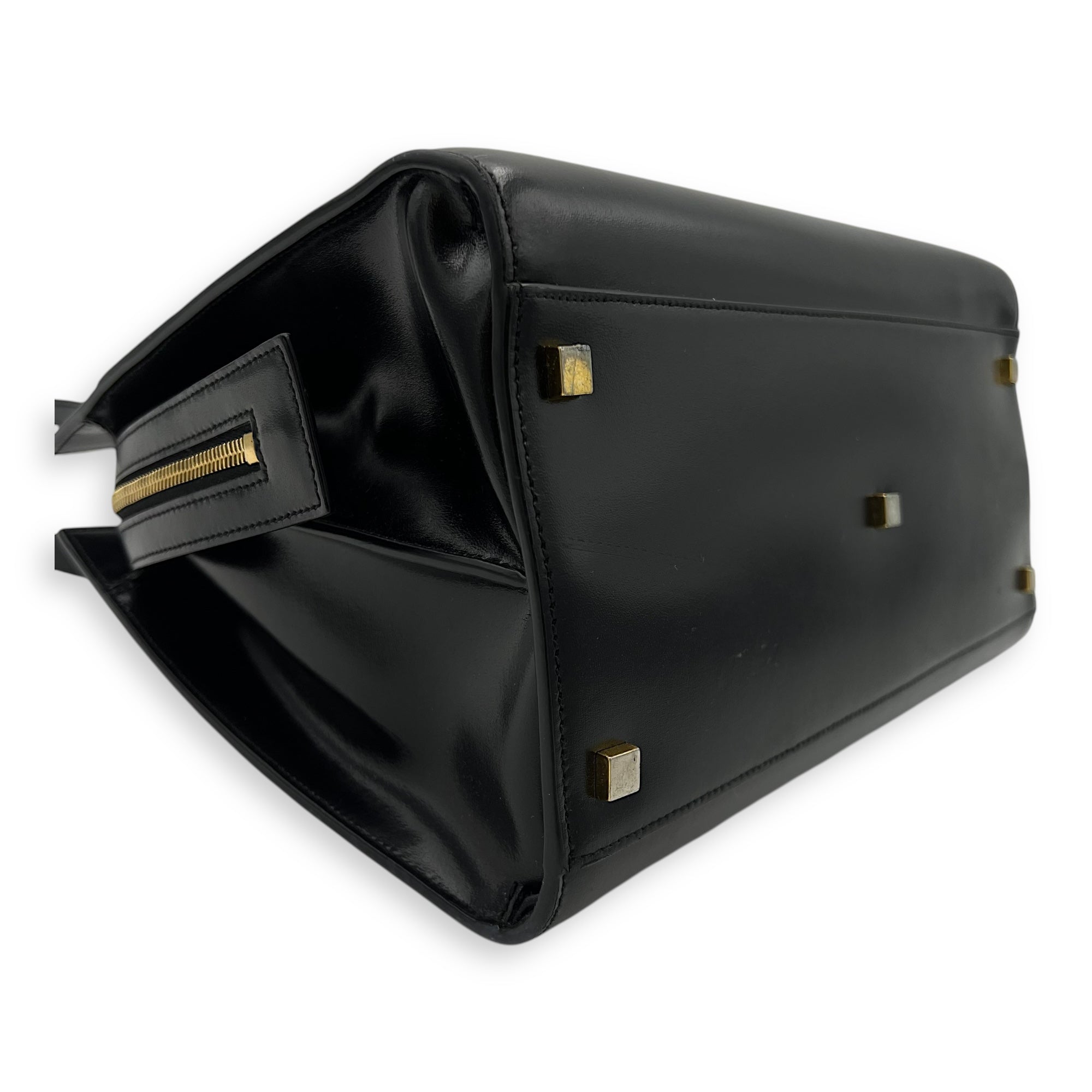 Saint Laurent Uptown Top Handle Bag Black in Calfskin, Gold hardware_9