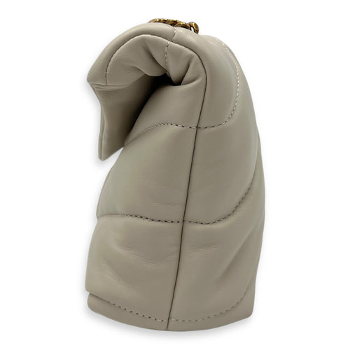 Saint Laurent Puffer Shoulder Bag Toy Ecru in Lambskin, Brushed Gold hardware_4