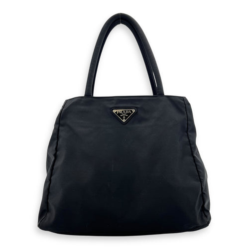 Prada Logo Top Handle Bag Black in Nylon, Silver hardware_1