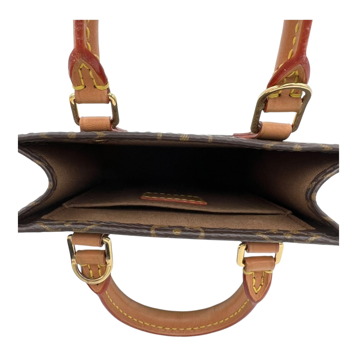 Louis Vuitton Sac Plat Top Handle Bag Brown in Monogram Coated Canvas, Gold hardware_6
