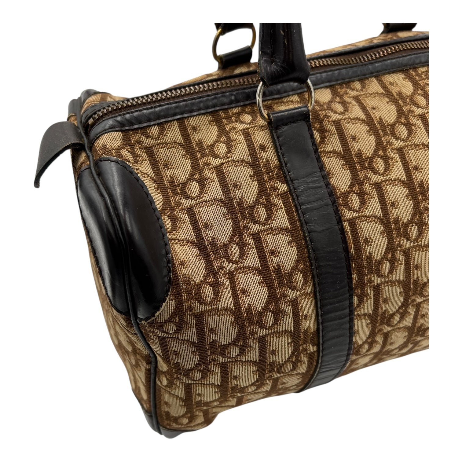 Christian Dior Trotteur Top Handle Bag Brown in Coated Canvas, Silver hardware_18
