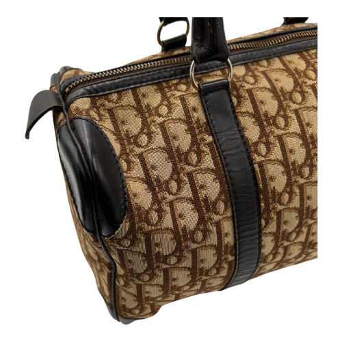 Christian Dior Trotteur Top Handle Bag Brown in Coated Canvas, Silver hardware_18
