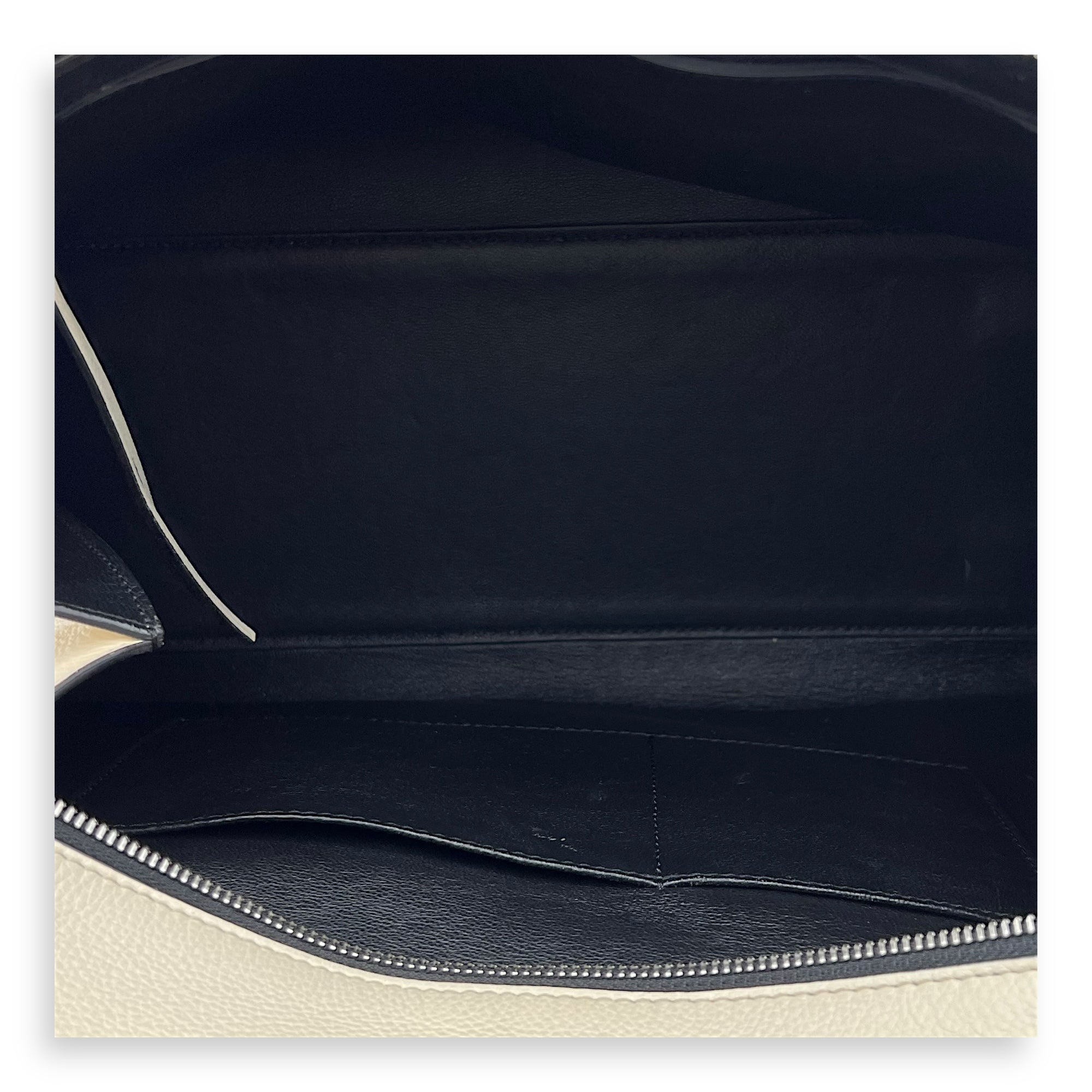 Celine Edge Top Handle Bag White in Calfskin, Silver hardware_6