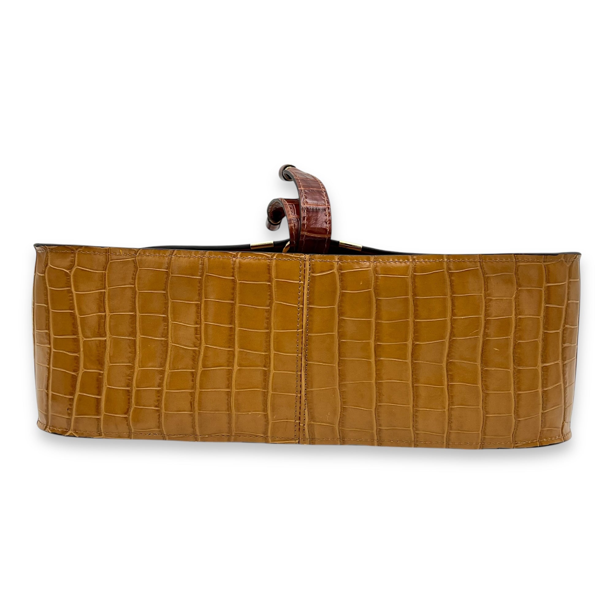 Chloé Marcie Top Handle Bag Brown in Calfskin, Gold hardware_5