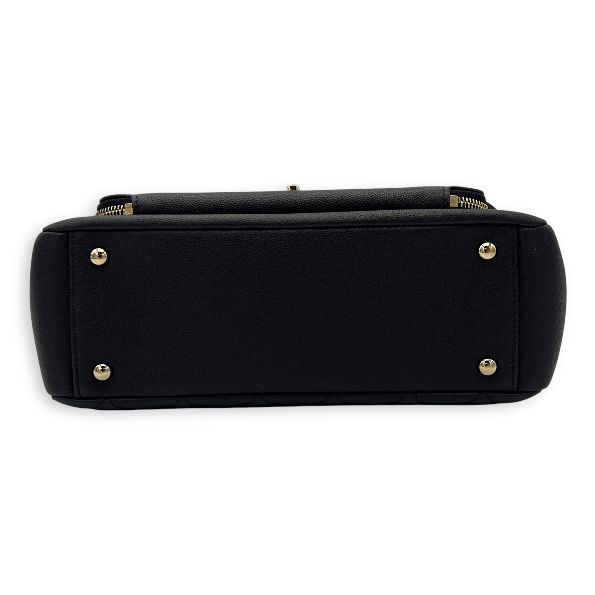Chanel Business Affinity Black Top Handle Bag in Caviar Leather, Light Gold hardware_5