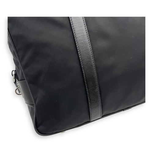 Prada Logo Top Handle Bag Black in Nylon, Silver hardware_14