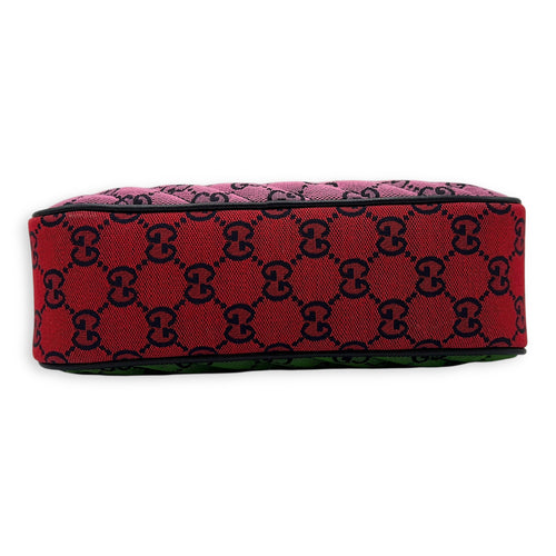 Gucci GG Crossbody Bag Pink in Denim, Silver hardware_5