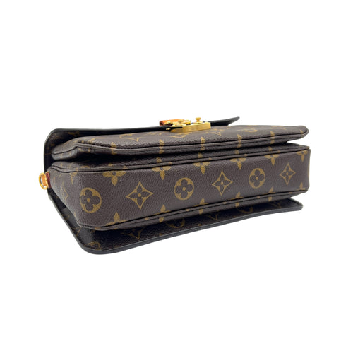 Metis MM Brown Top Handle Bag in Monogram Coated Canvas, Gold hardware