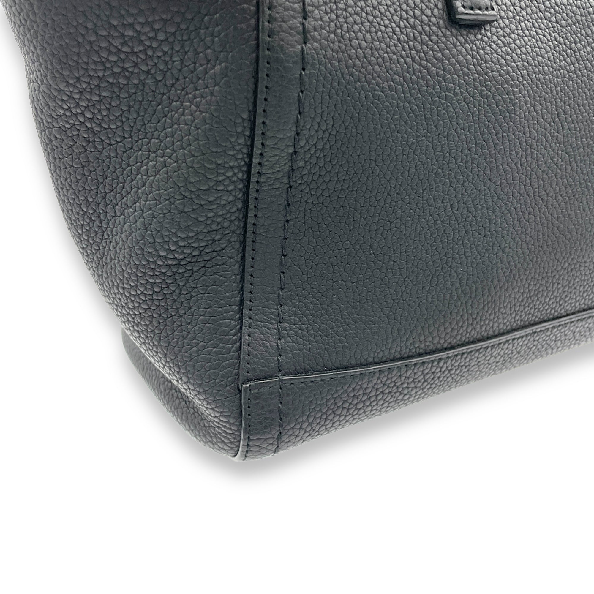 Gancini Top Handle Bag Black in Calfskin, Gold hardware