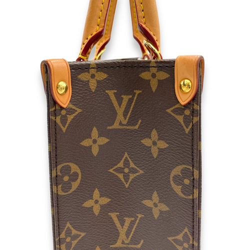 Sac Plat Top Handle Bag BB Brown in Monogram Coated Canvas, Gold hardware