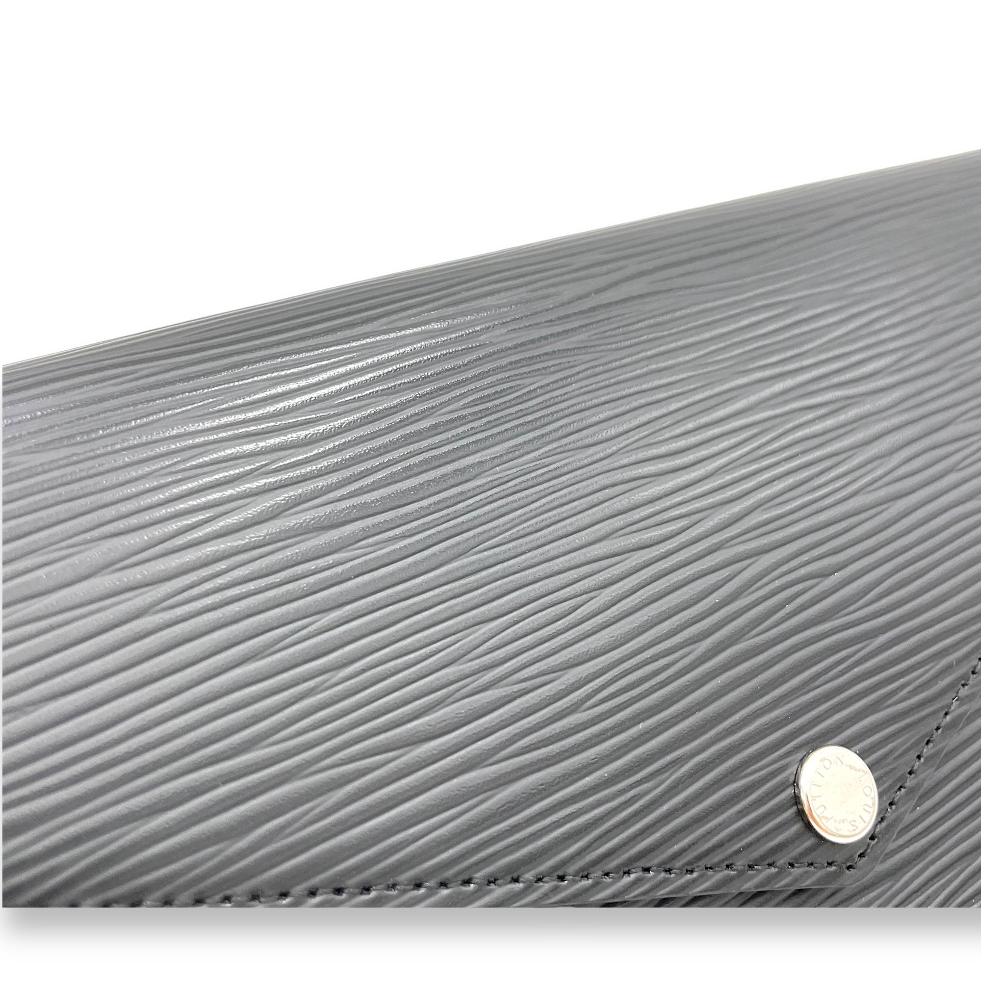 Felicie Black Wallet On Chain in Epi Leather, Silver hardware