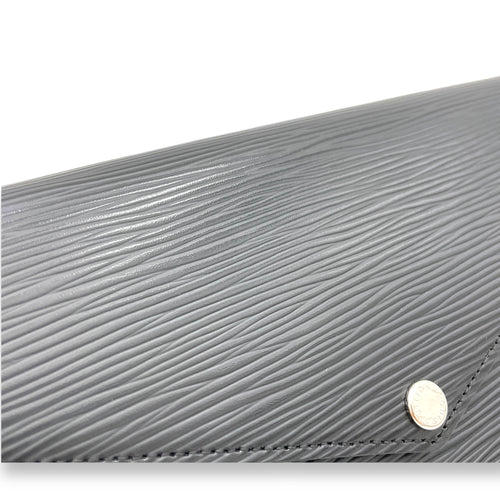 Felicie Black Wallet On Chain in Epi Leather, Silver hardware