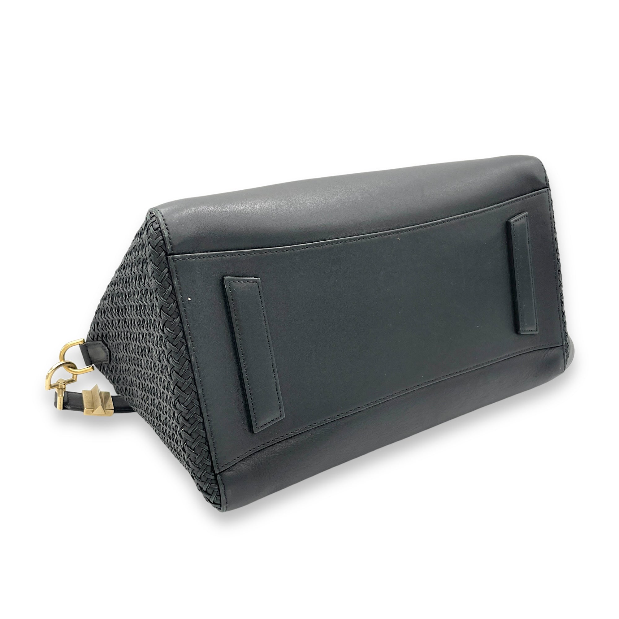 Antigona Large Black Top Handle Bag in Calfskin, Gold hardware