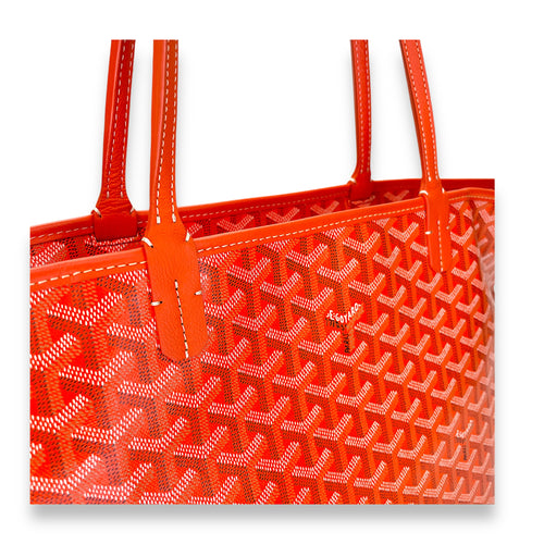 Artois MM Orange Tote Bag in Coated Canvas, Silver hardware