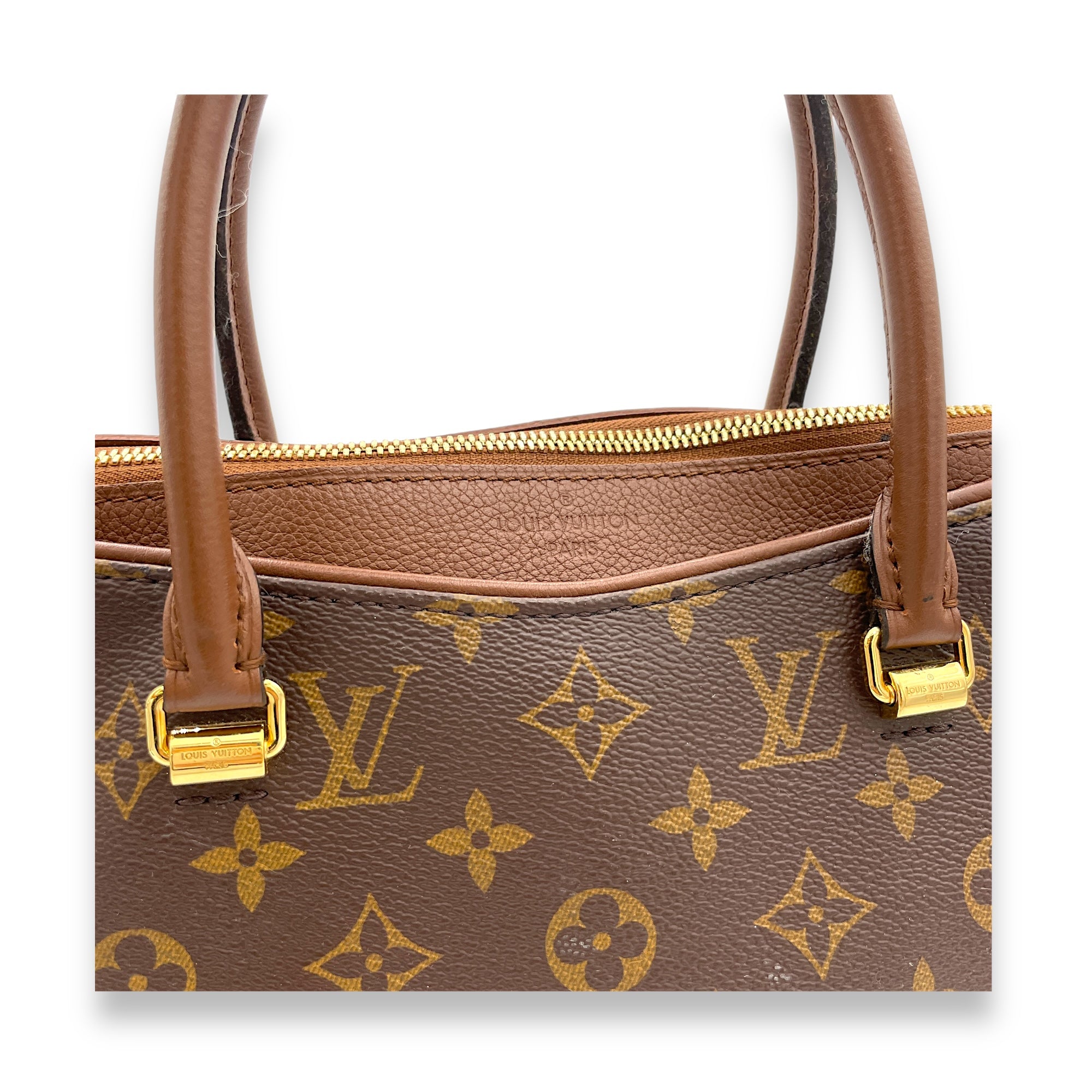 Pallas Top Handle Bag MM Brown in Monogram Coated Canvas, Gold hardware