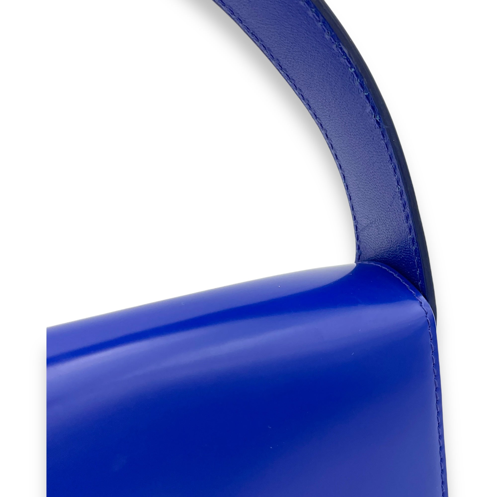 Prisma Blue Top Handle Bag in Calfskin, Silver hardware