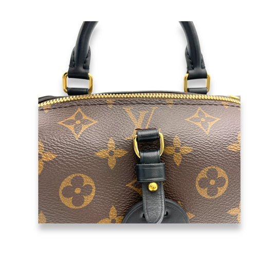 Petite Malle Souple Crossbody Bag Brown in Monogram Coated Canvas, Gold hardware