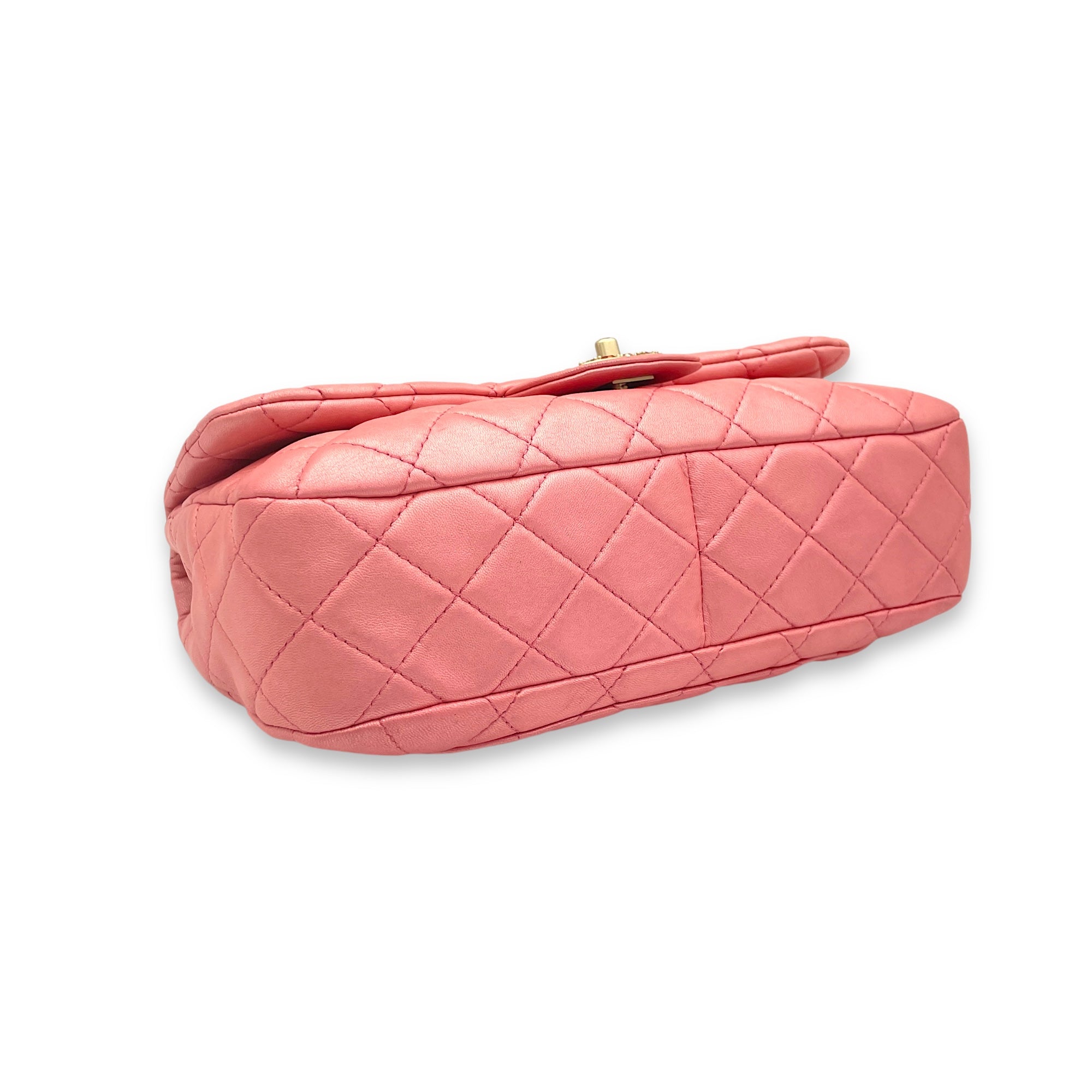 Timeless CC Pink Shoulder Bag in Lambskin, Brushed Gold hardware