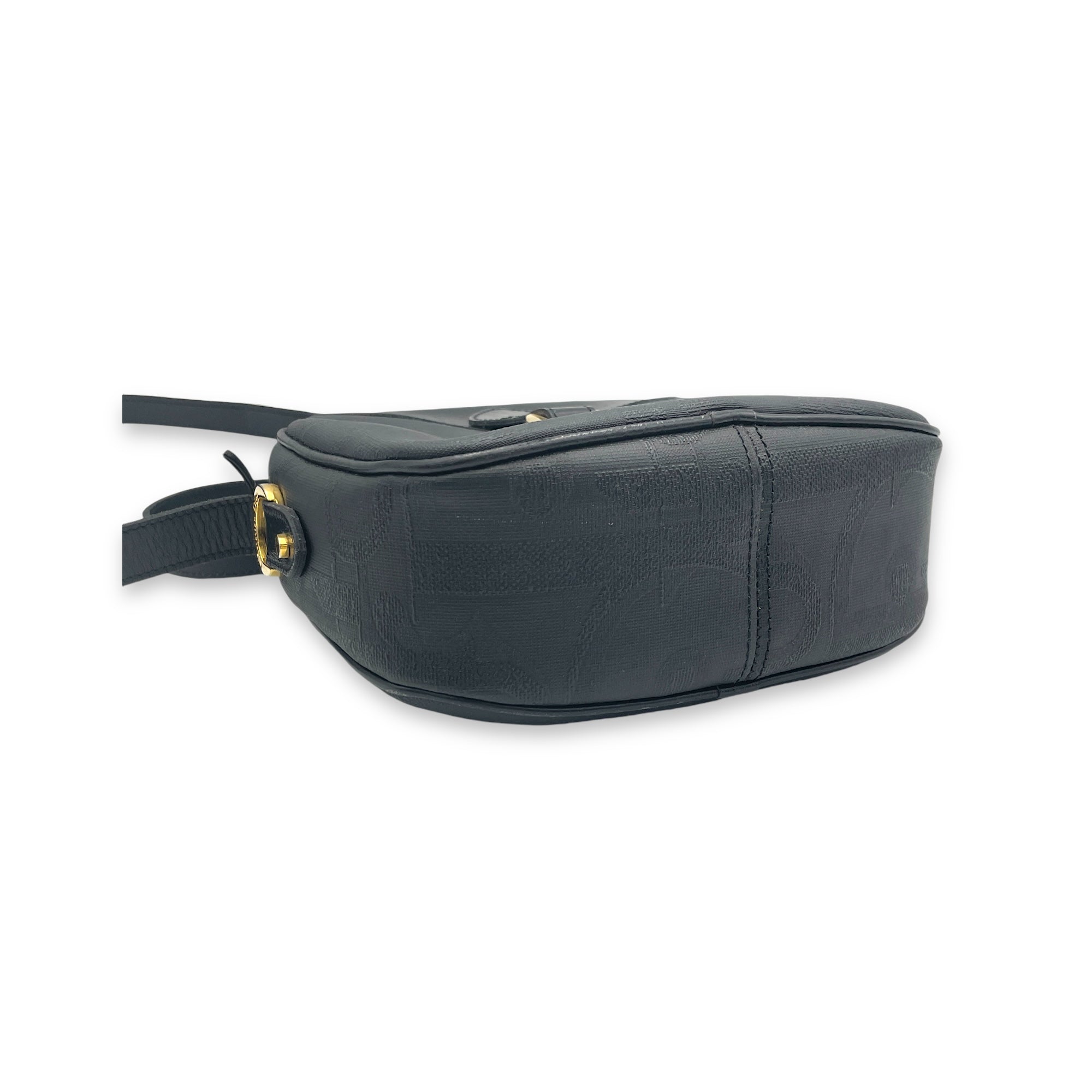 Vintage Crossbody Bag Black in Coated Canvas, Gold hardware