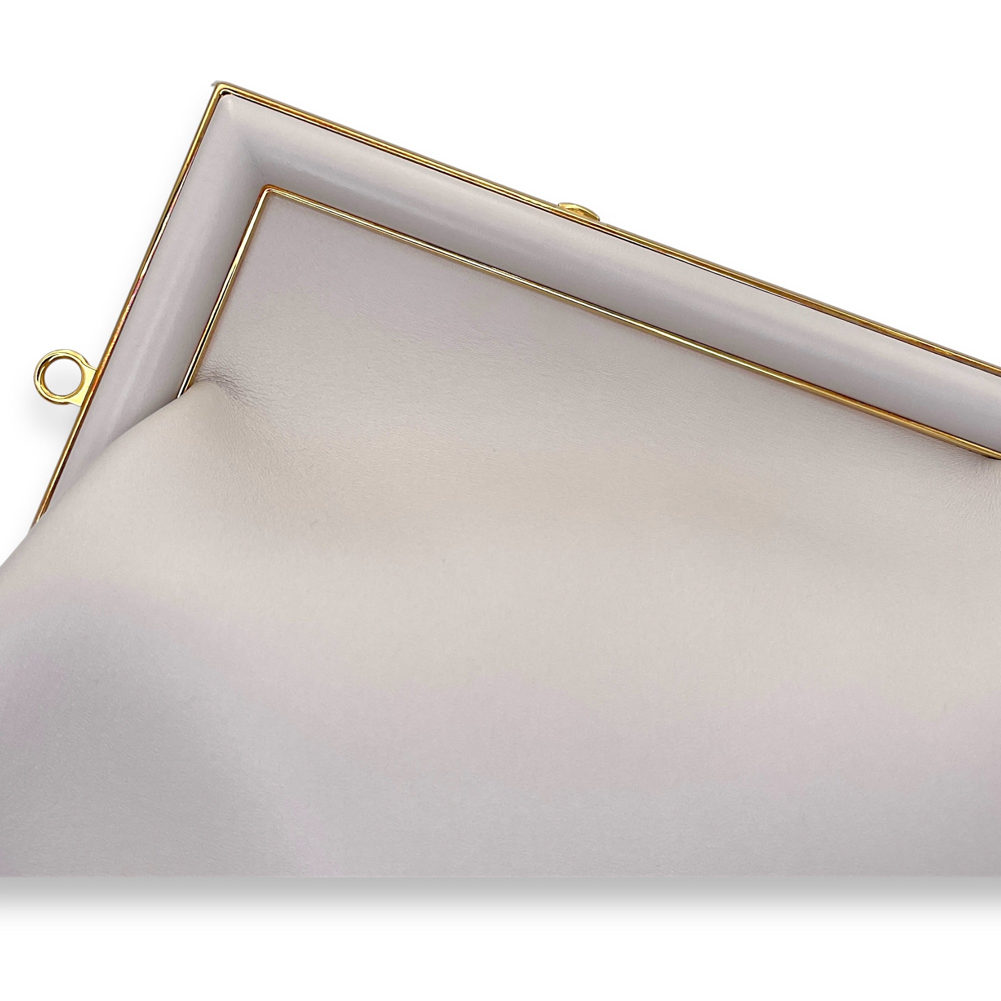 First Medium Grey Shoulder Bag in Calfskin, Gold hardware