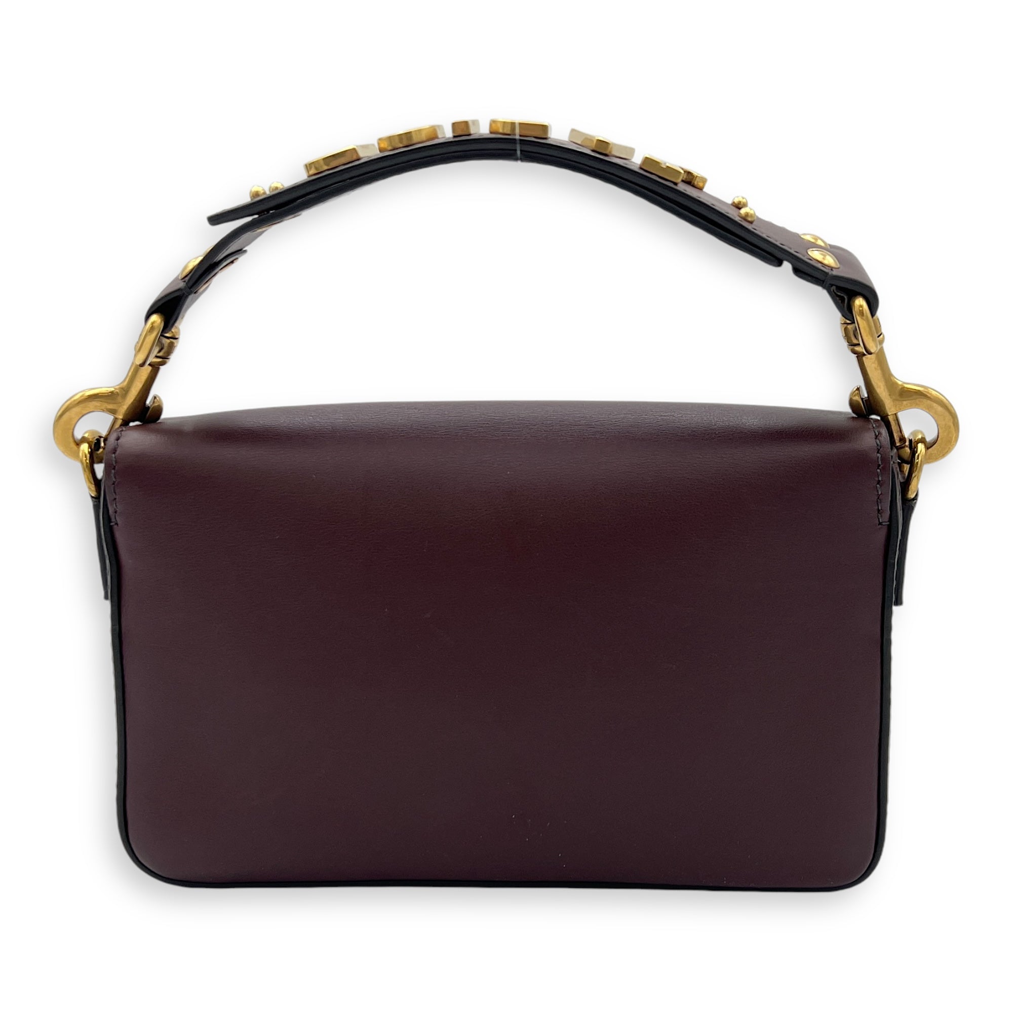 J'Adior Burgundy Top Handle Bag in Calfskin, Gold hardware