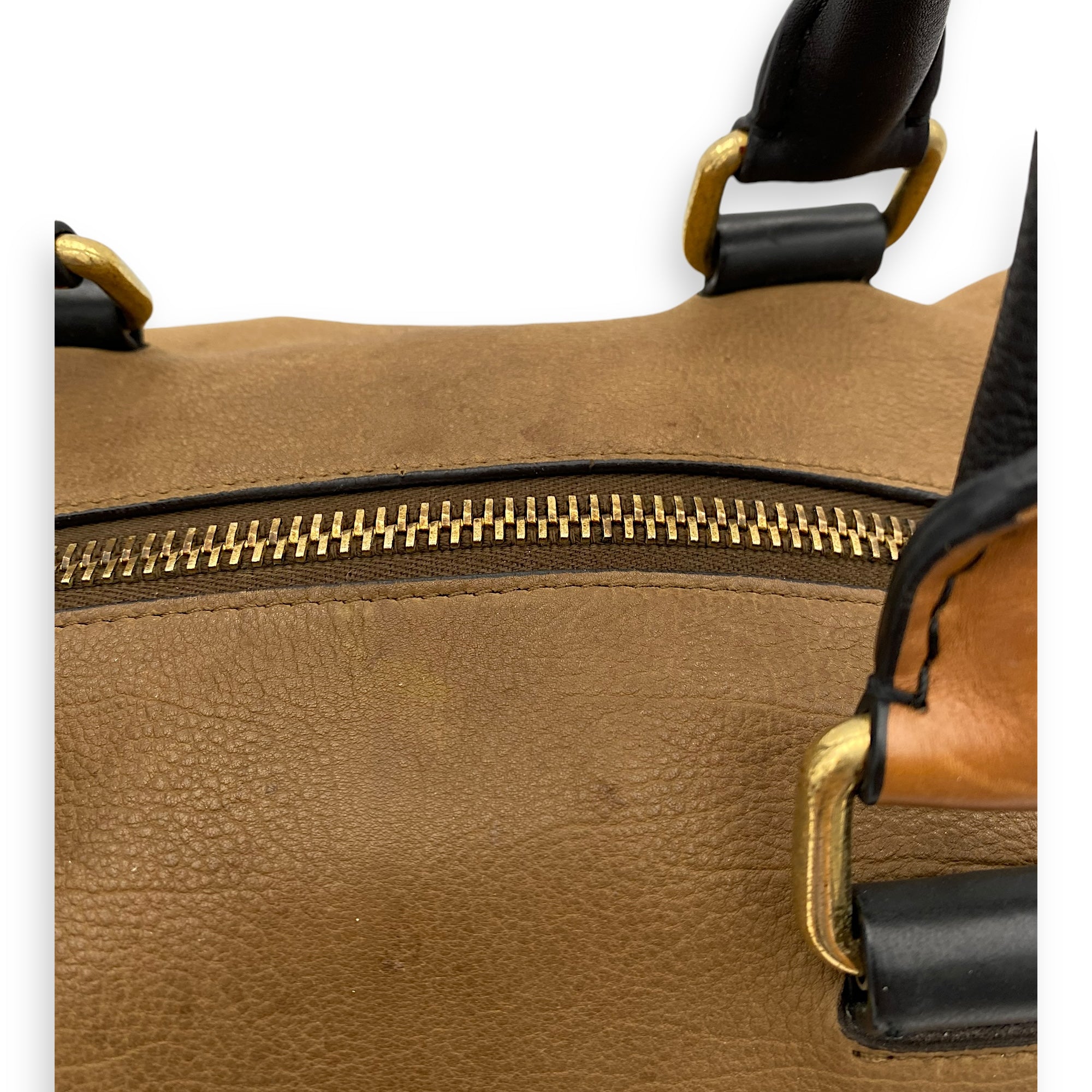 Racer Stripe Boston Top handle bag in Calfskin, Gold Hardware