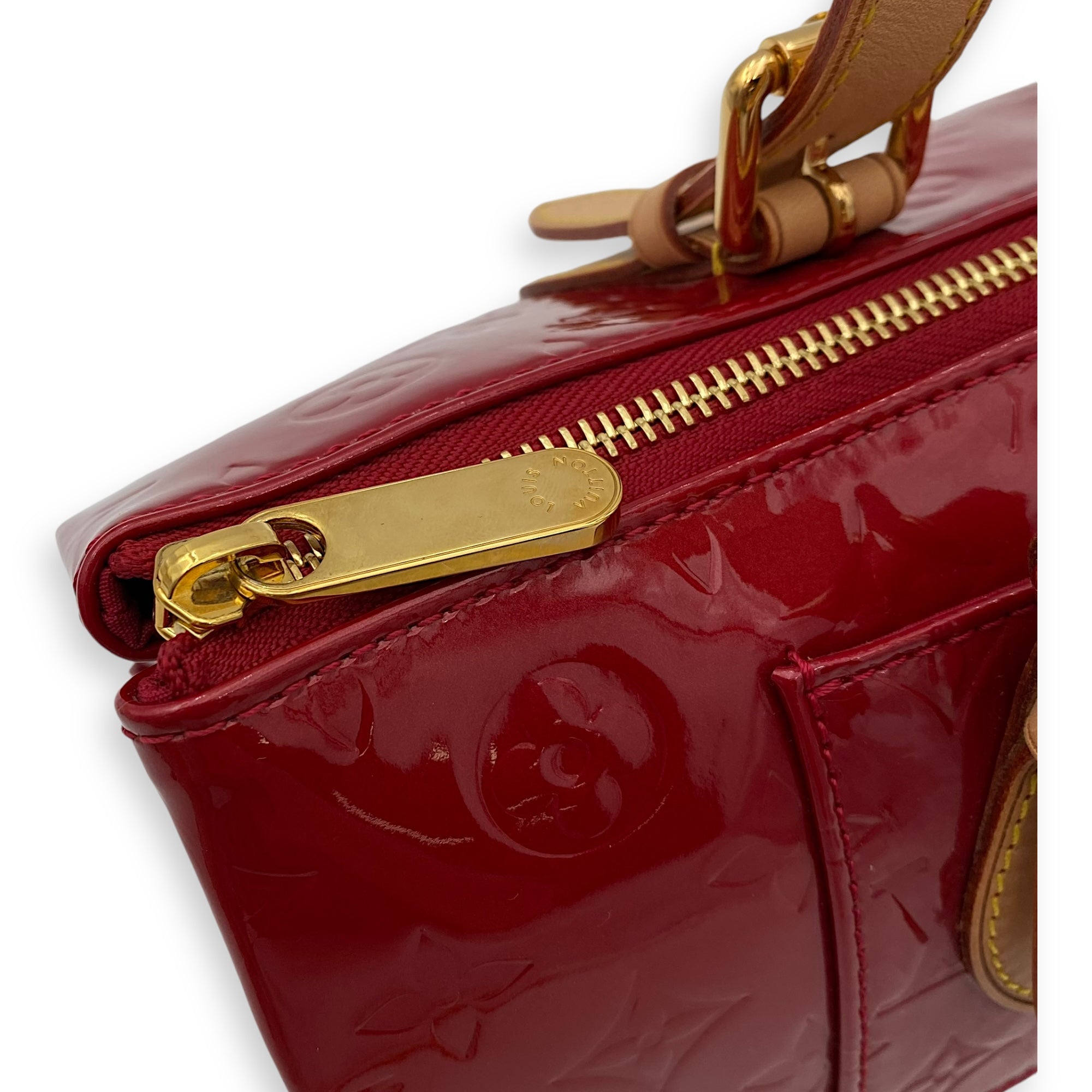 Rosewood Avenue Pomme D'Amour Top Handle Bag in Monogram Vernis Leather, Gold hardware