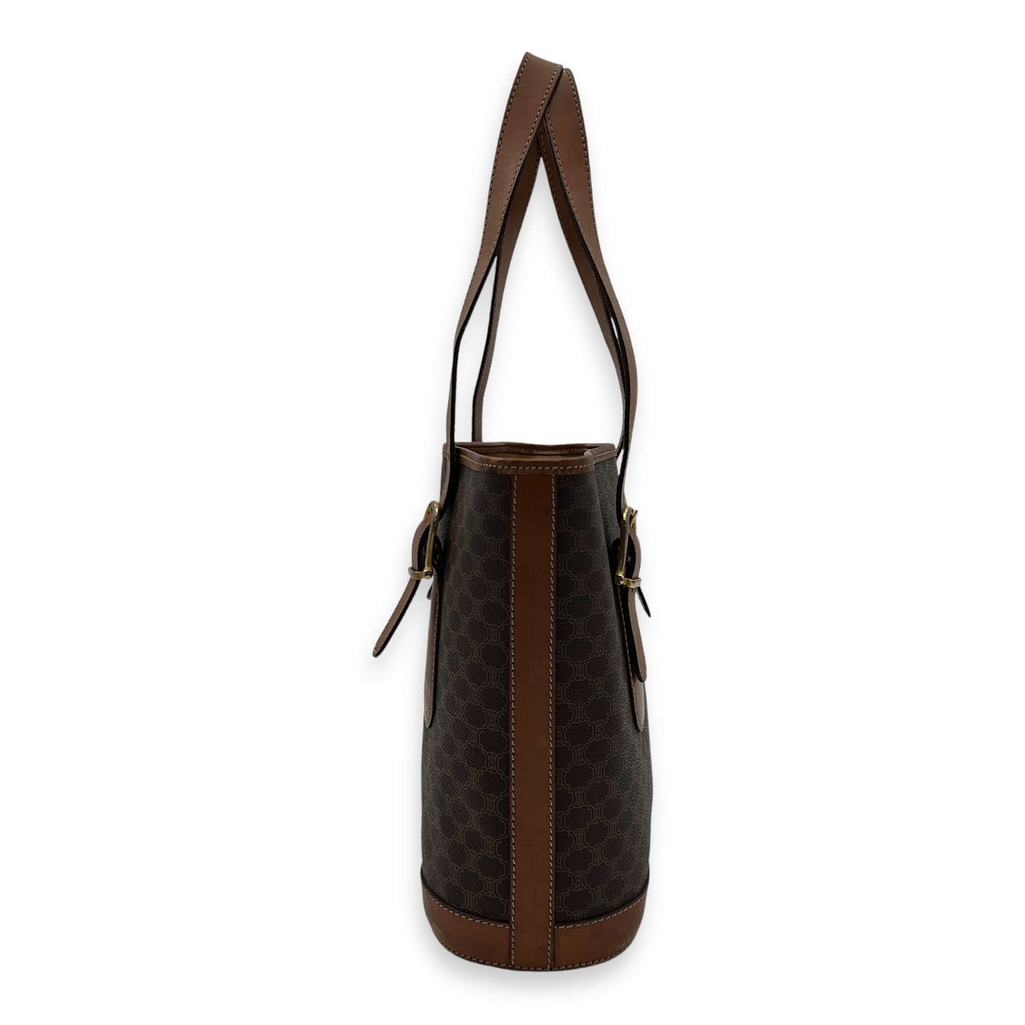 Macadam Tote Bag Brown in Coated Canvas, Gold hardware