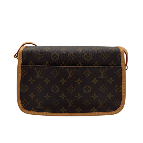 Sologne Crossbody Bag Brown in Monogram Coated Canvas, Gold hardware