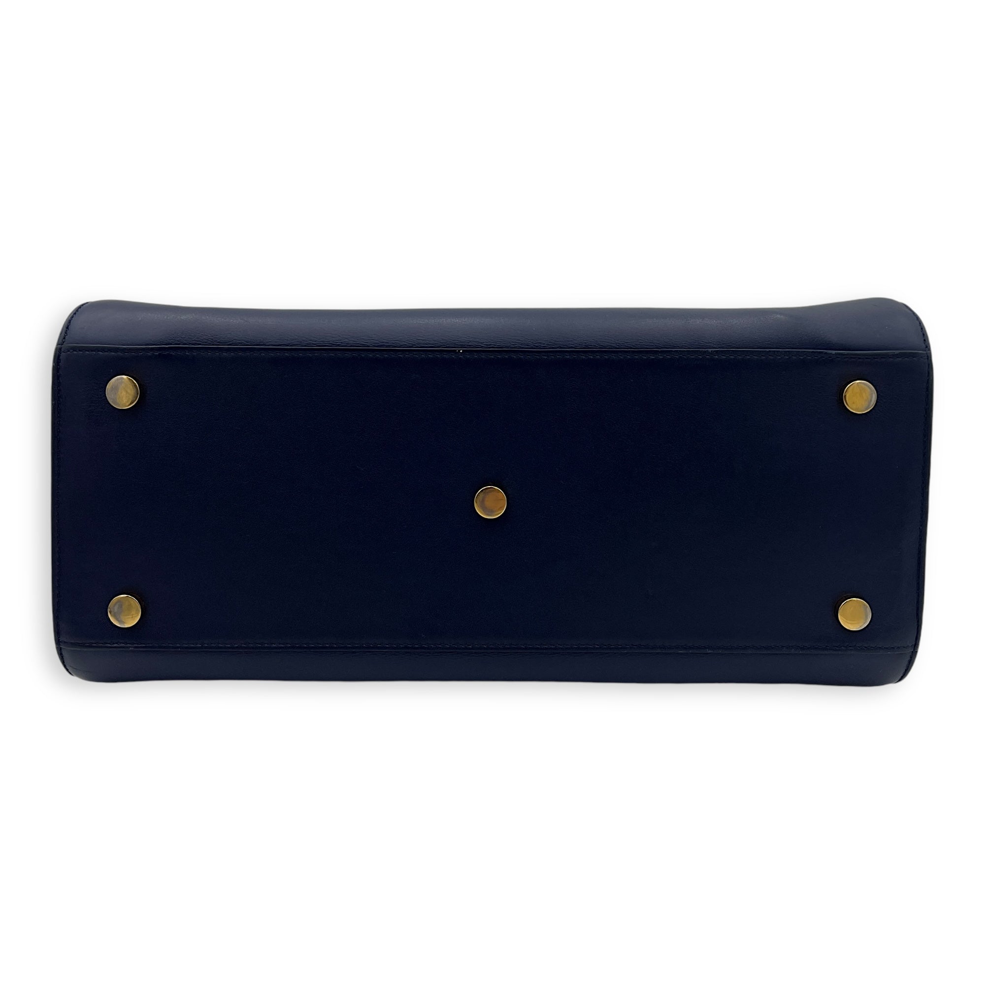 Sac de Jour Top Handle Bag Small Blue in Calfskin, Gold hardware