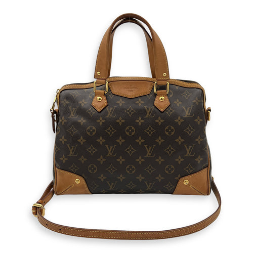 Retiro Top Handle Bag Brown in Monogram Coated Canvas, Gold hardware