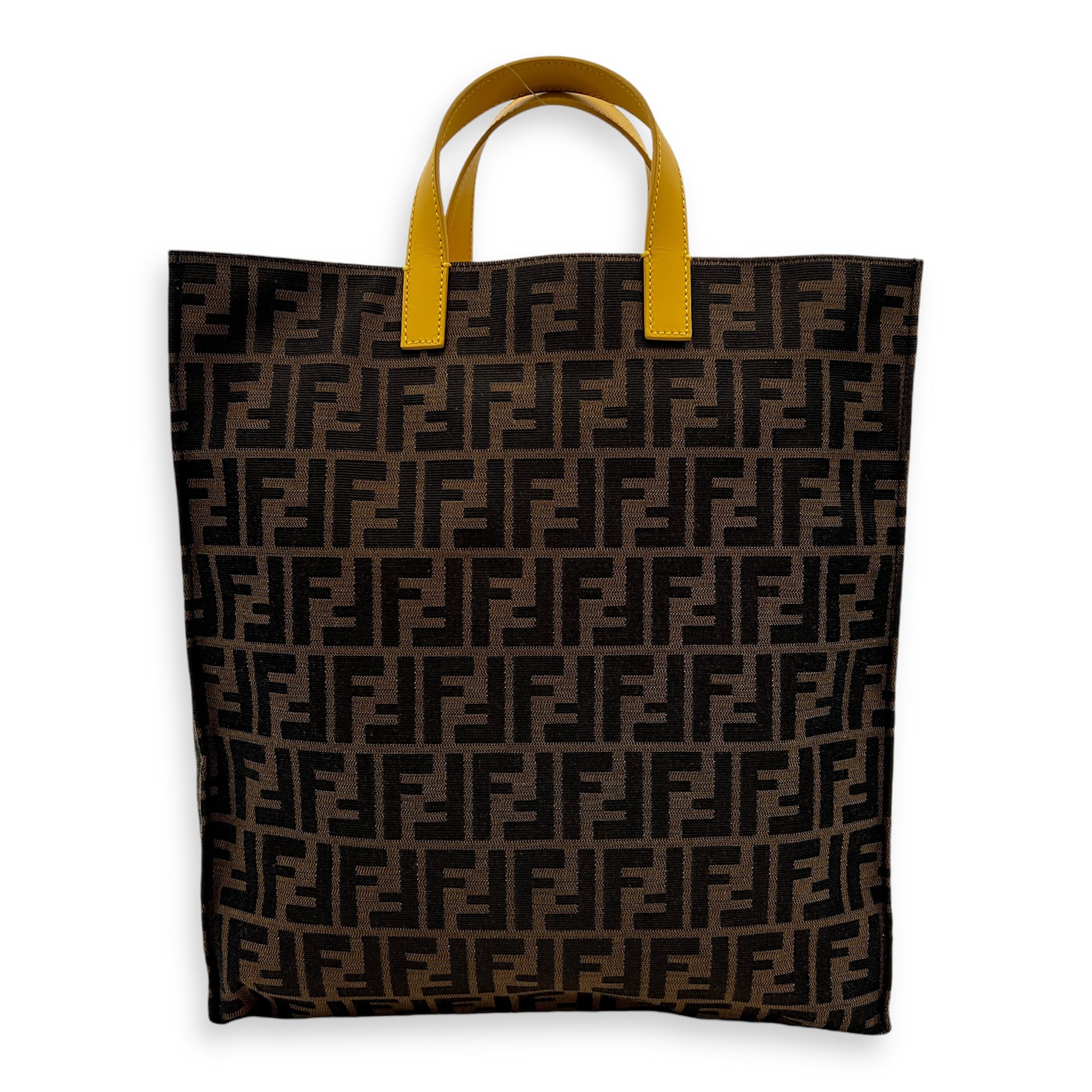 Zucca Large Brown Tote Bag in Jacquard, Gold hardware