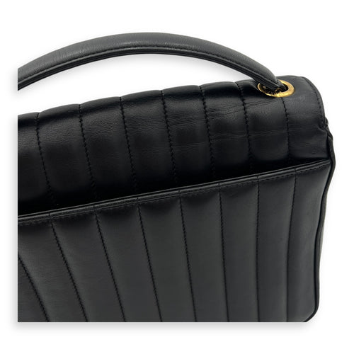 Vicky Shoulder Bag Black in Calfskin, Gold hardware