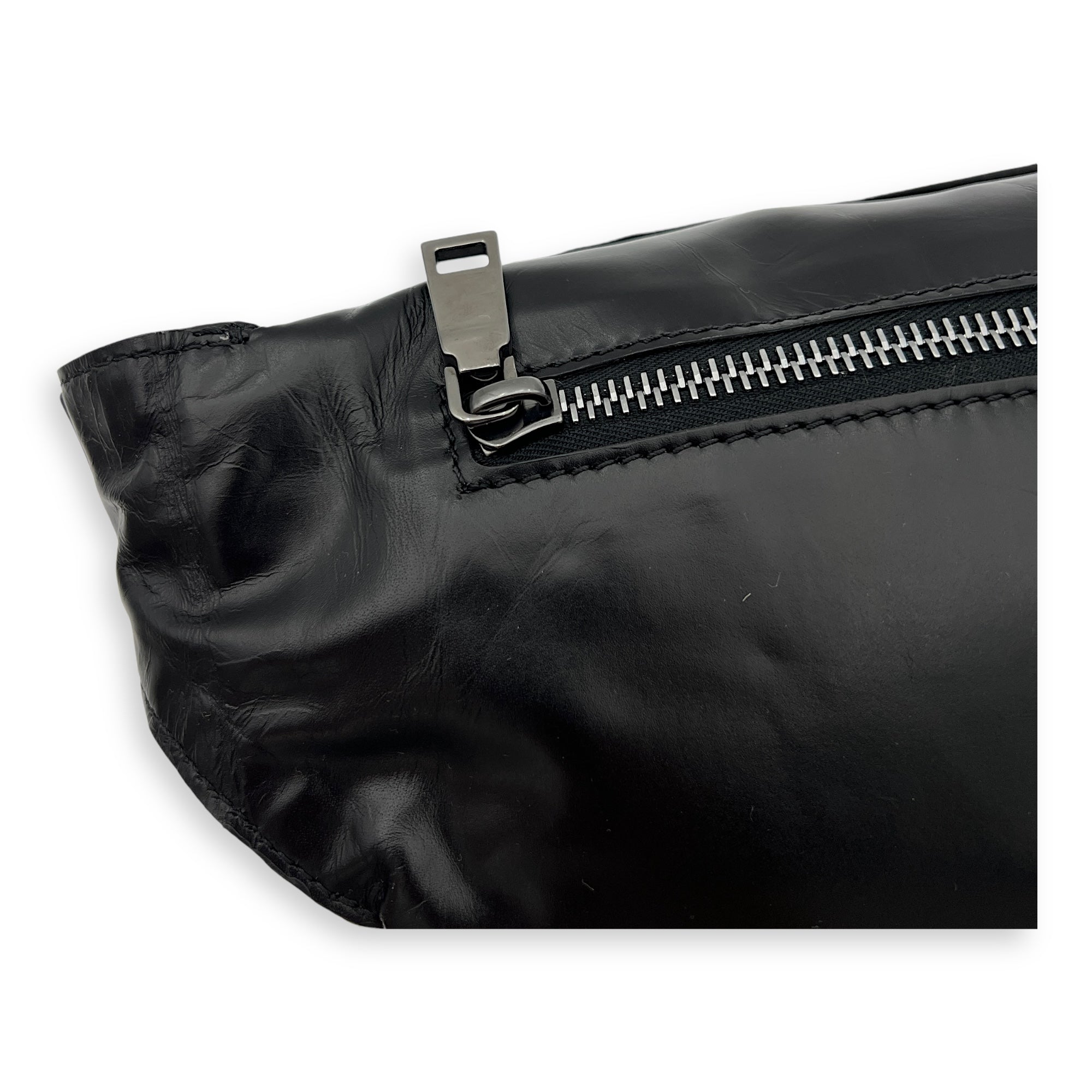 VLTN Belt Bag Black in Calfskin, Silver hardware