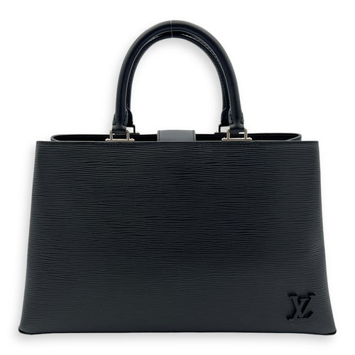 Kleber MM Black Top Handle Bag in Epi Leather, Silver hardware