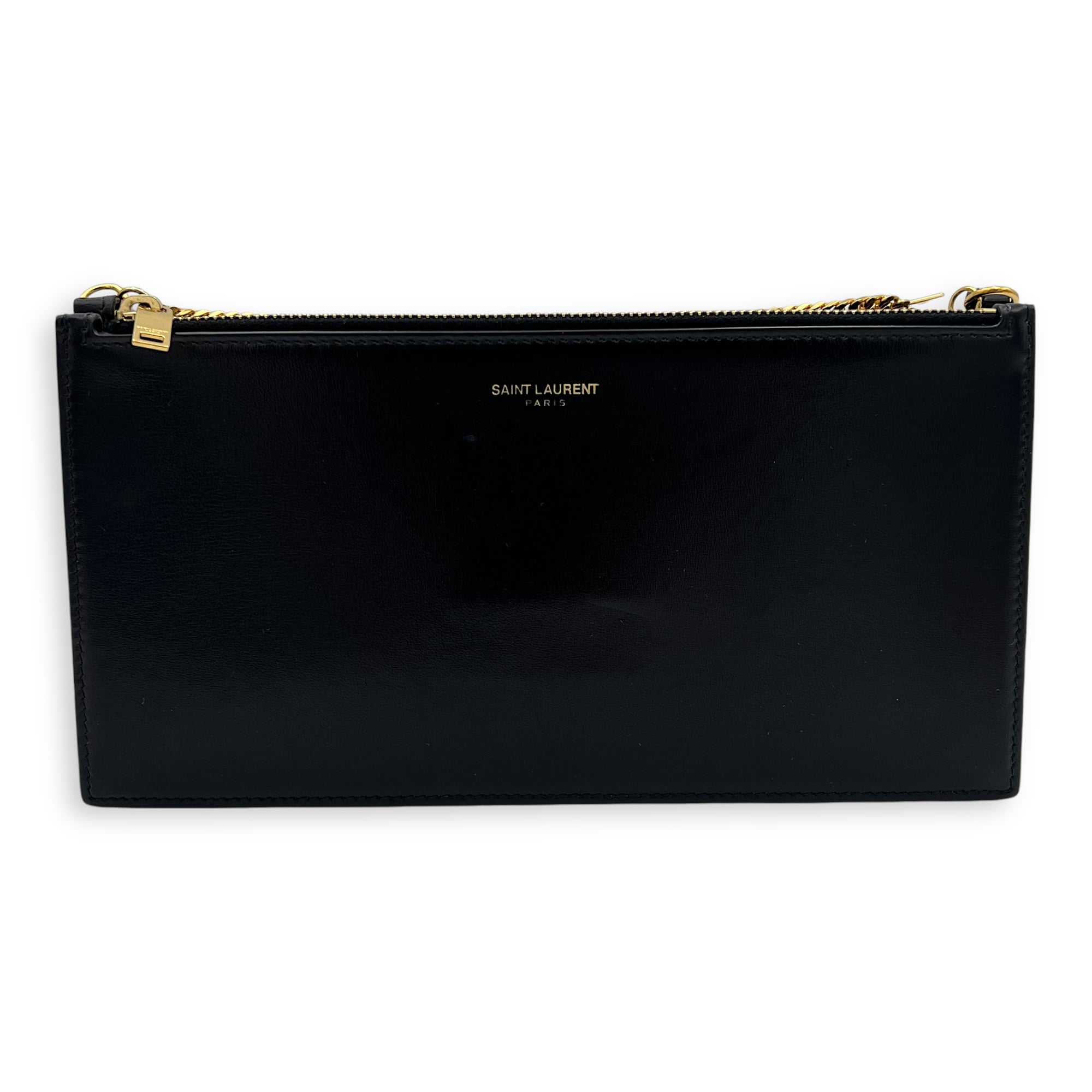 Logo Shoulder Bag Black in Calfskin, Gold hardware