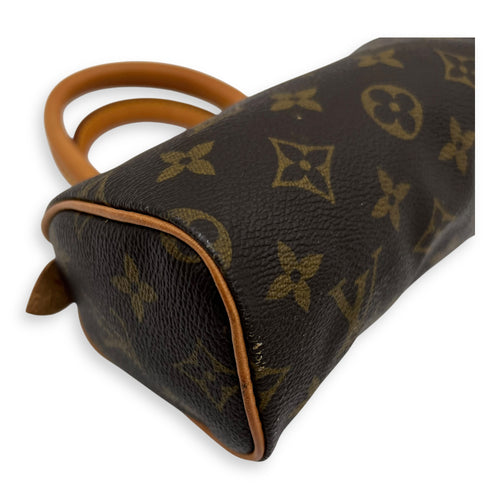 Louis Vuitton Speedy Nano Brown Crossbody Bag in Monogram Coated Canvas, Gold hardware_11