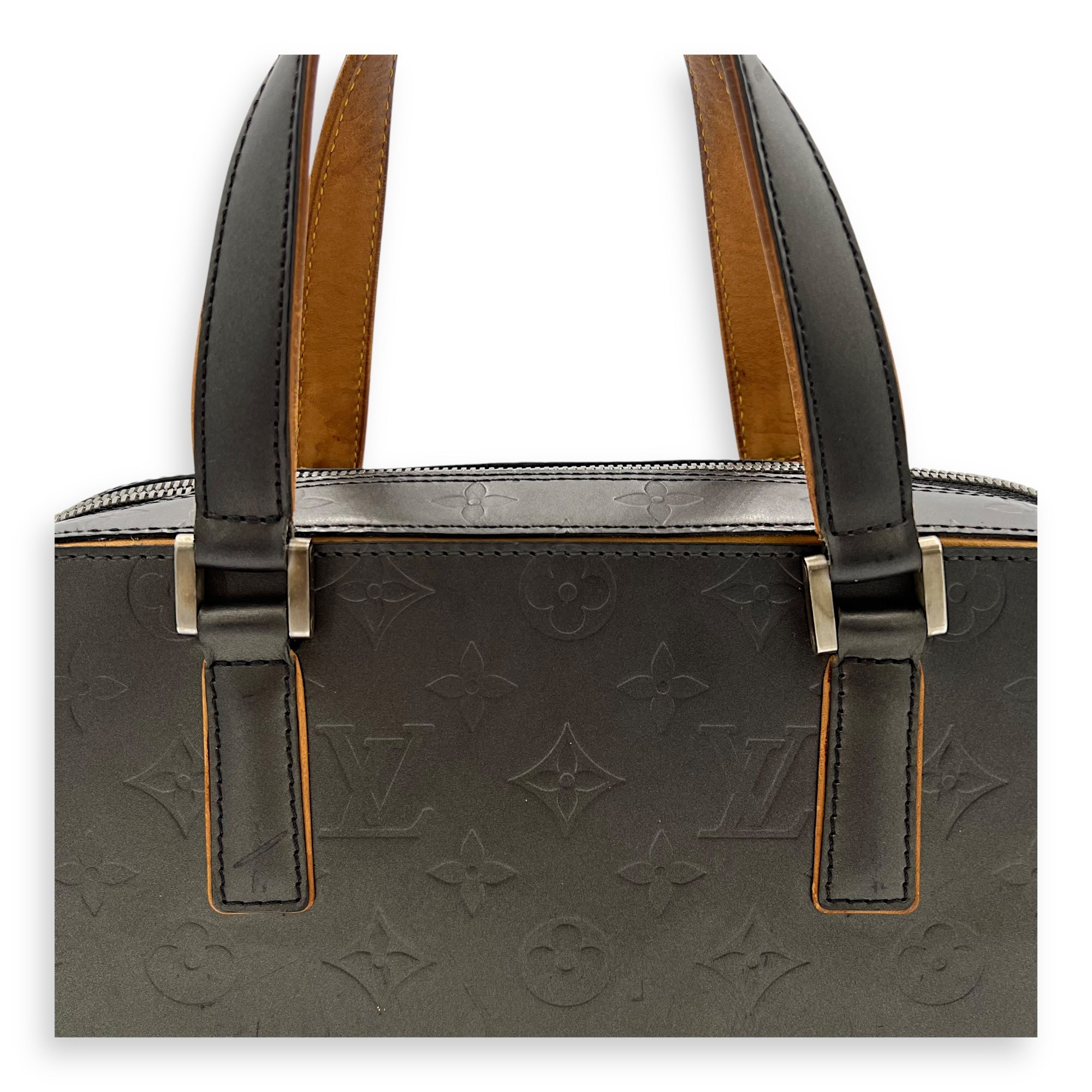 Louis Vuitton Shelton Top Handle Bag Grey in Others, Silver hardware_8