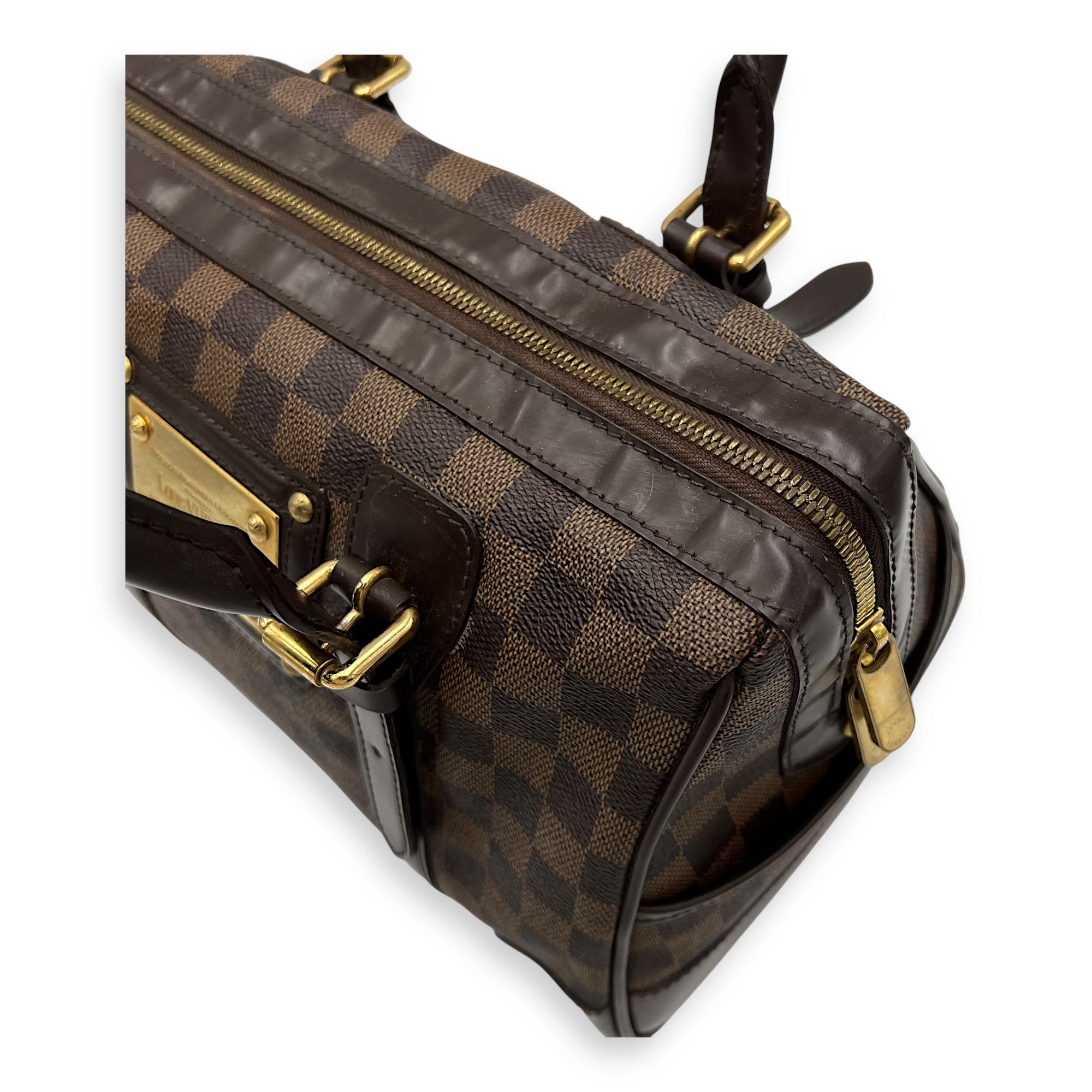 Louis Vuitton Berkeley Top Handle Bag Brown in Coated Canvas, Gold hardware_29