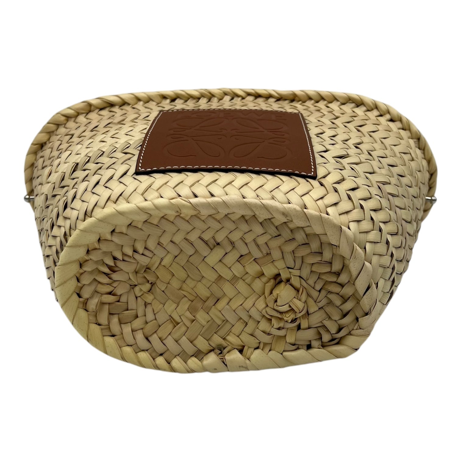 Loewe Anagram Bucket Bag Beige in Raffia, Silver hardware_5
