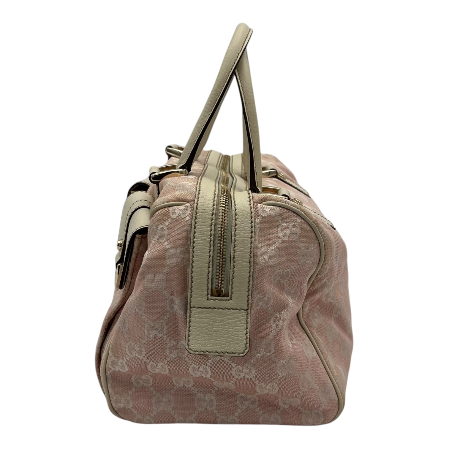 Gucci GG Top Handle Bag Pink in Canvas, Light Gold hardware_4